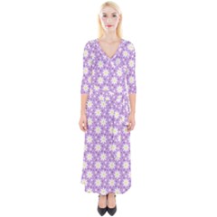 Daisy Dots Lilac Quarter Sleeve Wrap Maxi Dress by snowwhitegirl