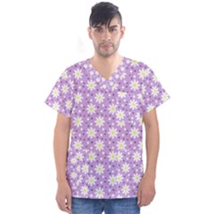 Daisy Dots Lilac Men s V-neck Scrub Top