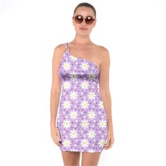 Daisy Dots Lilac One Soulder Bodycon Dress by snowwhitegirl