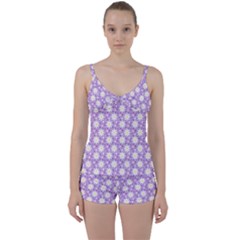 Daisy Dots Lilac Tie Front Two Piece Tankini by snowwhitegirl