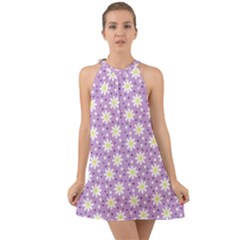 Daisy Dots Lilac Halter Tie Back Chiffon Dress by snowwhitegirl