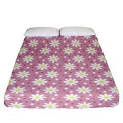 Daisy Dots Pink Fitted Sheet (california King Size) by snowwhitegirl