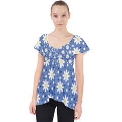 Daisy Dots Blue Lace Front Dolly Top