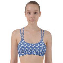 Daisy Dots Blue Line Them Up Sports Bra