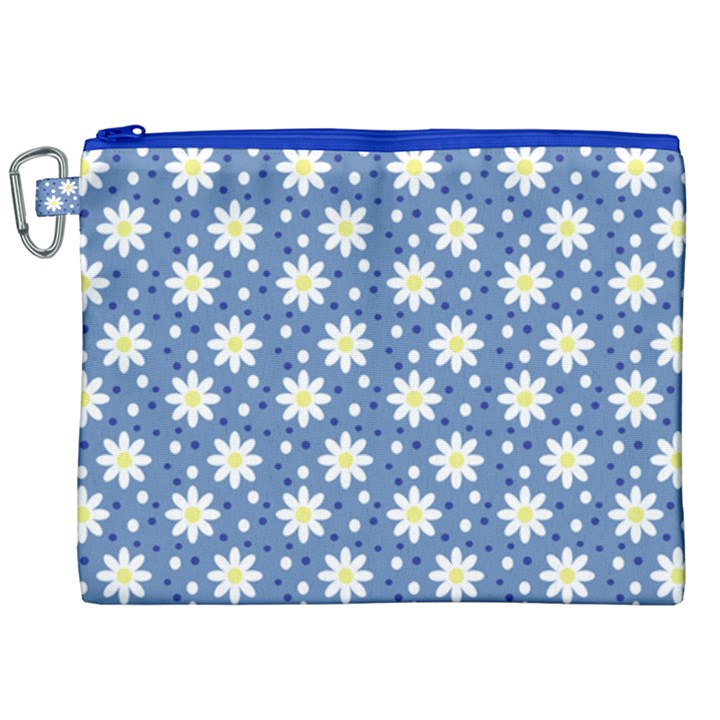 Daisy Dots Blue Canvas Cosmetic Bag (XXL)