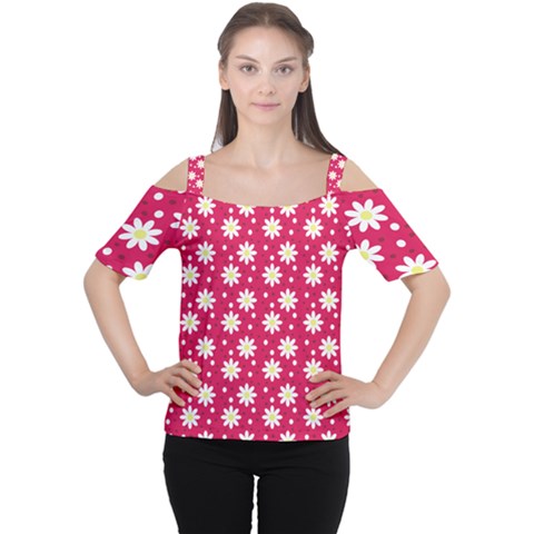 Daisy Dots Light Red Cutout Shoulder Tee by snowwhitegirl