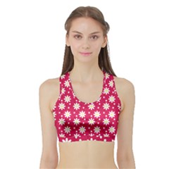 Daisy Dots Light Red Sports Bra With Border by snowwhitegirl