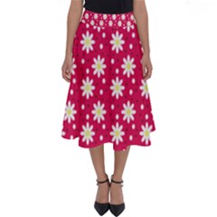 Daisy Dots Light Red Perfect Length Midi Skirt