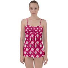 Daisy Dots Light Red Babydoll Tankini Set by snowwhitegirl