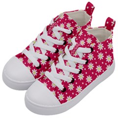 Daisy Dots Light Red Kid s Mid-top Canvas Sneakers