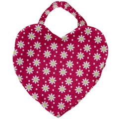 Daisy Dots Light Red Giant Heart Shaped Tote