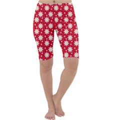 Daisy Dots Red Cropped Leggings  by snowwhitegirl