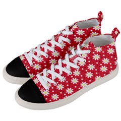 Daisy Dots Red Men s Mid-top Canvas Sneakers by snowwhitegirl