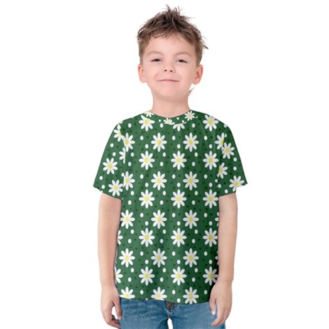 Daisy Dots Green Kids  Cotton Tee by snowwhitegirl