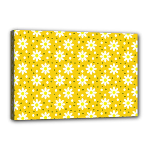 Daisy Dots Yellow Canvas 18  X 12  by snowwhitegirl