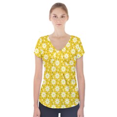 Daisy Dots Yellow Short Sleeve Front Detail Top by snowwhitegirl