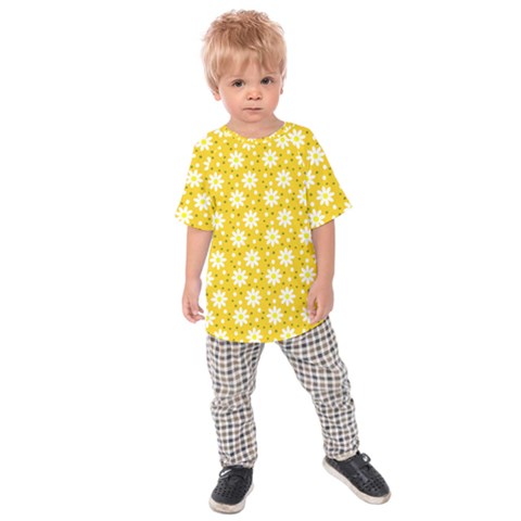 Daisy Dots Yellow Kids Raglan Tee by snowwhitegirl