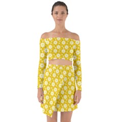 Daisy Dots Yellow Off Shoulder Top With Skirt Set by snowwhitegirl