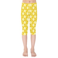 Daisy Dots Yellow Kids  Capri Leggings 