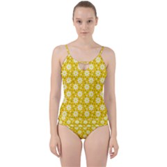 Daisy Dots Yellow Cut Out Top Tankini Set by snowwhitegirl