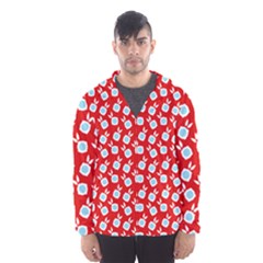 Square Flowers Red Hooded Wind Breaker (men)