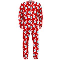 Square Flowers Red Onepiece Jumpsuit (men)  by snowwhitegirl