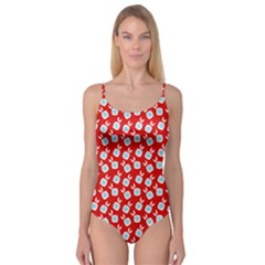 Square Flowers Red Camisole Leotard  by snowwhitegirl