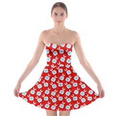 Square Flowers Red Strapless Bra Top Dress by snowwhitegirl