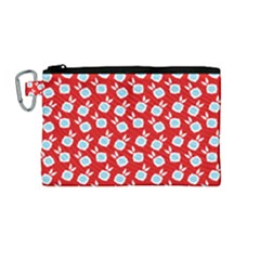 Square Flowers Red Canvas Cosmetic Bag (medium) by snowwhitegirl