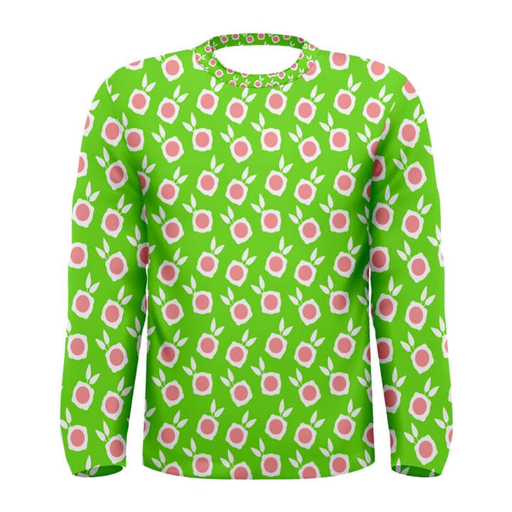 Square Flowers Green Men s Long Sleeve Tee