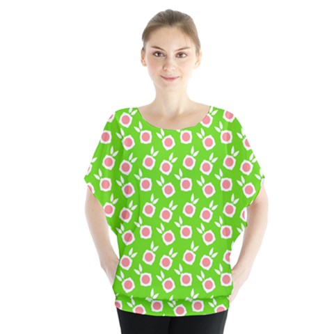 Square Flowers Green Blouse by snowwhitegirl