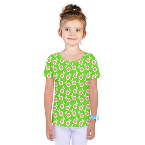 Square Flowers Green Kids  One Piece Tee by snowwhitegirl