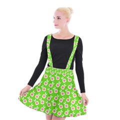 Square Flowers Green Suspender Skater Skirt by snowwhitegirl