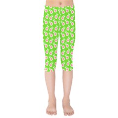 Square Flowers Green Kids  Capri Leggings  by snowwhitegirl