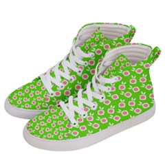 Square Flowers Green Women s Hi-top Skate Sneakers