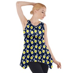 Square Flowers Navy Blue Side Drop Tank Tunic by snowwhitegirl