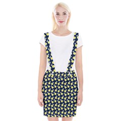 Square Flowers Navy Blue Braces Suspender Skirt by snowwhitegirl