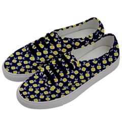 Square Flowers Navy Blue Men s Classic Low Top Sneakers by snowwhitegirl