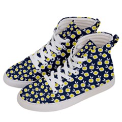 Square Flowers Navy Blue Men s Hi-top Skate Sneakers by snowwhitegirl