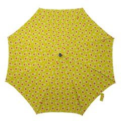 Square Flowers Yellow Hook Handle Umbrellas (small) by snowwhitegirl