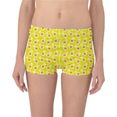 Square Flowers Yellow Reversible Boyleg Bikini Bottoms by snowwhitegirl