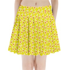 Square Flowers Yellow Pleated Mini Skirt by snowwhitegirl