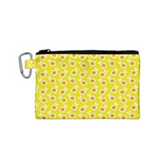 Square Flowers Yellow Canvas Cosmetic Bag (small)