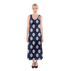 Daisy Dots Navy Blue Sleeveless Maxi Dress by snowwhitegirl