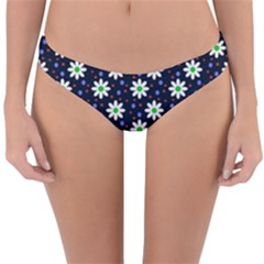 Daisy Dots Navy Blue Reversible Hipster Bikini Bottoms by snowwhitegirl