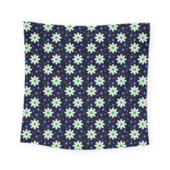 Daisy Dots Navy Blue Square Tapestry (small) by snowwhitegirl