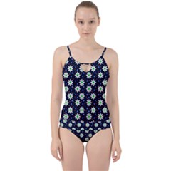 Daisy Dots Navy Blue Cut Out Top Tankini Set by snowwhitegirl