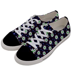 Daisy Dots Navy Blue Women s Low Top Canvas Sneakers by snowwhitegirl