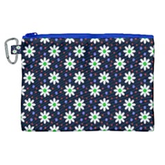 Daisy Dots Navy Blue Canvas Cosmetic Bag (xl) by snowwhitegirl