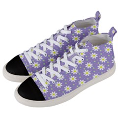 Daisy Dots Violet Men s Mid-top Canvas Sneakers